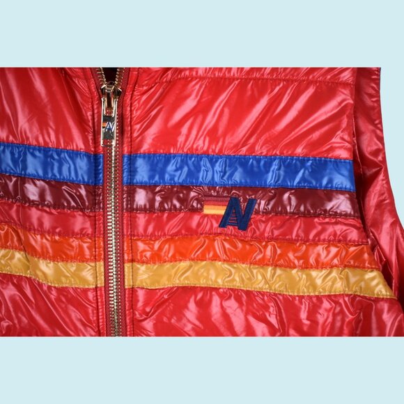 Aviator Nation 5-Stripe Vest Women's Large Glossy Red Full Zip Sunburst $398 - Picture 8 of 16